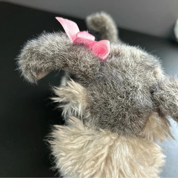 Battat Pucci Plush 10” Schnauzer Puppy Dog Gray White With Pink Ear‎ Bow - Picture 2 of 12